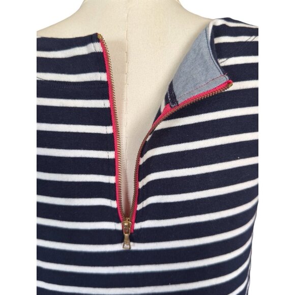 Loft Blue White Striped 100% Cotton Round Neck Short Sleeve Pullover Dress Sz XS - Picture 7 of 9